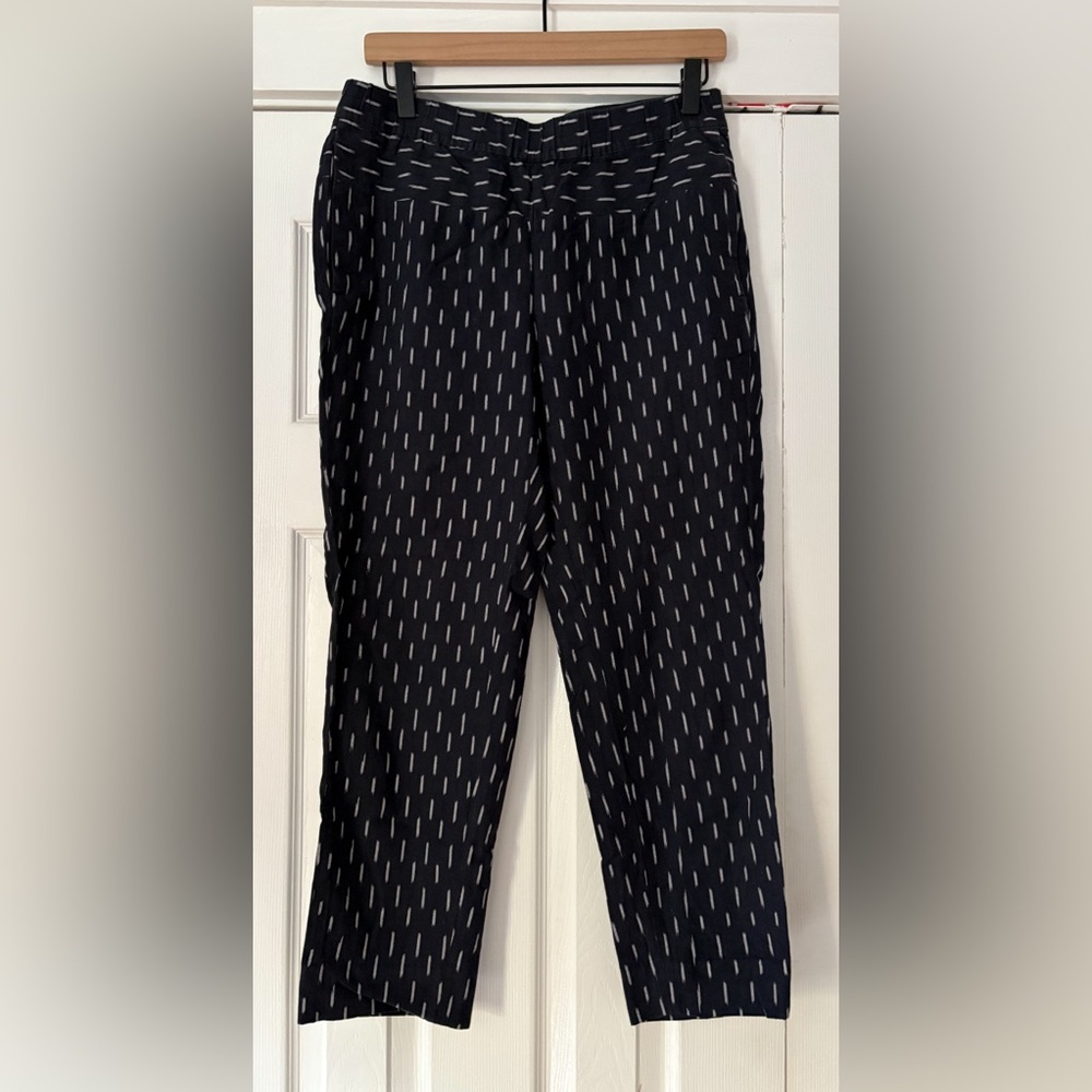 J. Crew Cotton Navy Blue Patterned Pants Size 4‎ EUC